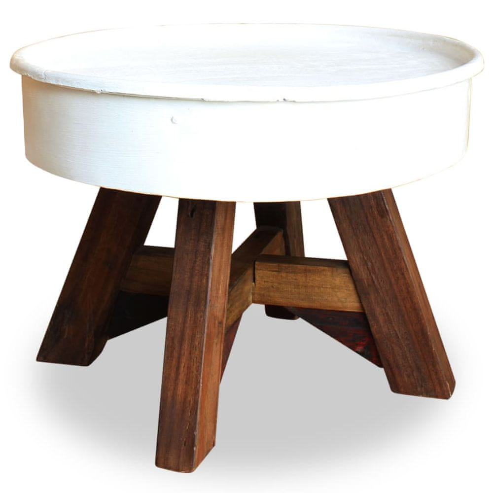 Vidaxl Konferenčný stolík 60x45 cm biely masívne recyklované drevo